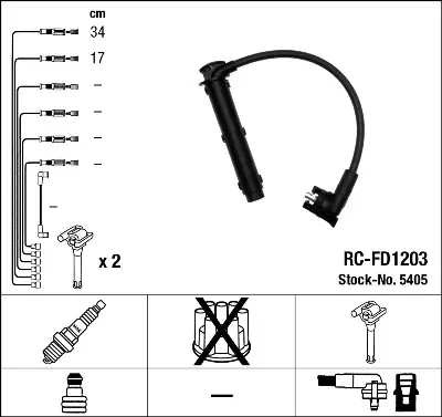 NGK 5405 Bujı Kablosu Seti 91XF12286AC