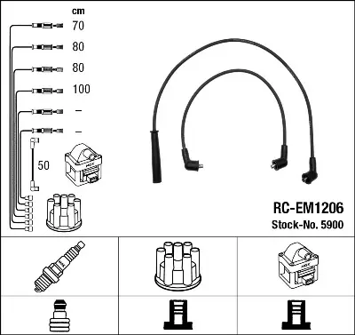 NGK 5900 Rc-Em1206 Ateşleme Kablosu MD997422