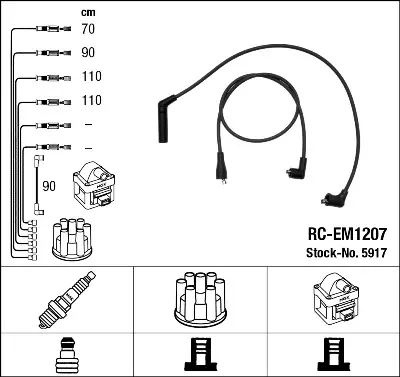 NGK 5917 Rc-Em1207 Ateşleme Kablosu MD997378