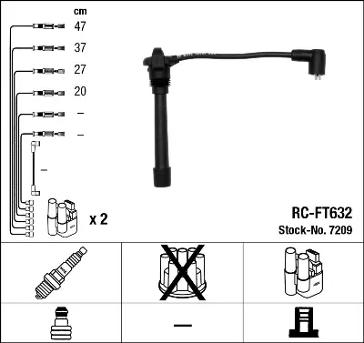 NGK 7209 Bujı Kablosu Seti 46425912