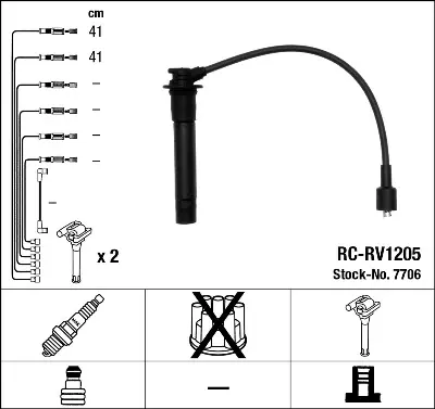 NGK 7706 Rc-Rv1205 Ateşleme Kablosu GHT291