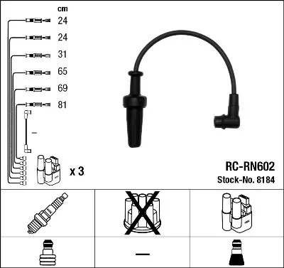 NGK 8184 Bujı Kablosu Seti 7700859069