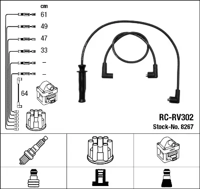 NGK 8267 Buji Kablosu Rover 220turbo 92-99 Rc-Rv302 GHT272