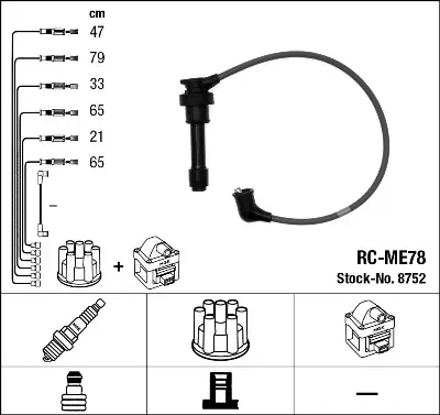 NGK 8752 Rc-Me78 Ateşleme Kablosu MD346850