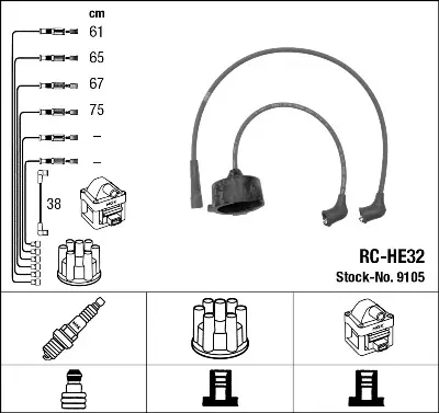 NGK 9105 Rc-He32 Ateşleme Kablosu 32700634671