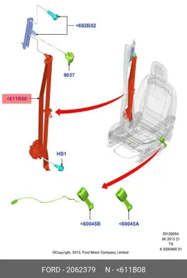 FORD BK31 V61294 AD3JA6 Emnıyet Kemerı Komple Ön Sol BK31V61294AD3JA6