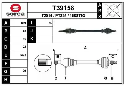 ODM-MULTIPARTS FI 8 8011 Aks Sağ Nemo 1.4hdı 2008- Mt A:25 C:883 B:22 3273TC