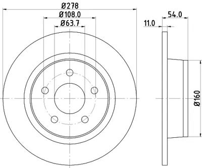 MGA 50172 Fren Dısk Arka Duz 278-5 (Ford:Connect 1362867 1362868 2T142A315BC 2T142A315AB 2T142A315AC 4457989 4475316 2T142A315AA 2T142A315BA 4367107