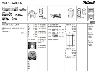 GOETZE 87-72179-STD Piston Segman Vag 81mm Std (Axd Axe Bnz Blj Bac Bl 