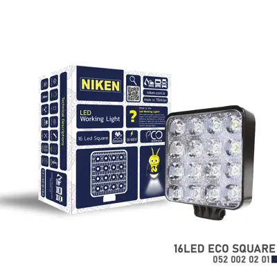 NIKEN 052 002 02 01 Calısma Lambası 16 Ledlı Kare Eco Serı 27-22w 12v 24v