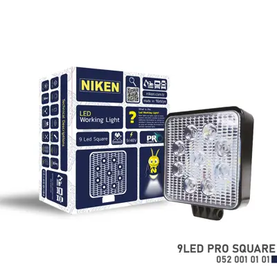 NIKEN 052 001 01 01 Calısma Lambası 9 Ledlı Kare 27-22w 12v 24v