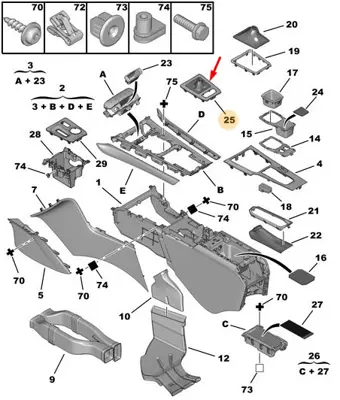 PSA 7592.65 Vites konsol Çerçevesi 7592.65