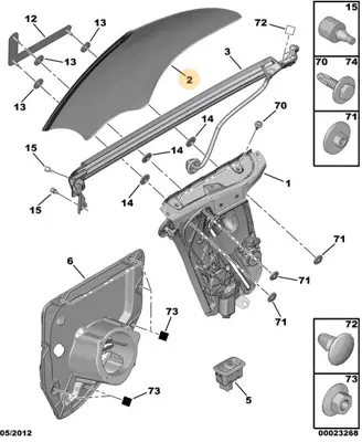 PSA 9202.H0 Sağ Arka Keleb Cam 307 Cc 9204F1