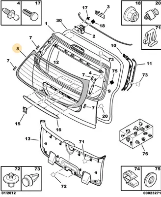 PSA 8744.V7 Bagaj Kapak Camı 307  8744V7