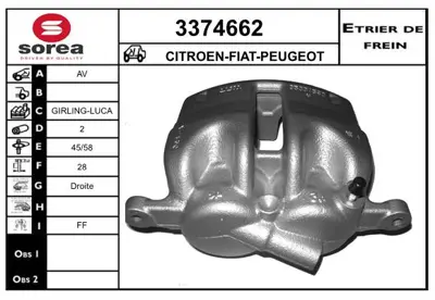 PSA 1607729780 Calıper Cyl 4401K9 9467567080 SU001A0514