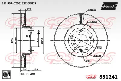 GM 93182283 Fren Diski Ön X25xe Omg-B 569016 569044 90392559 93182283