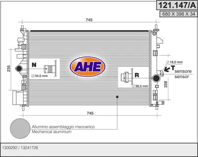 GM 39086763 Radıator 1300292 1300371 1300372 13241726 13434153 13434154 39086763 39086764