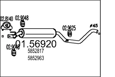 GM 90502910 Ön Susturucu 5852817 5852963 852009 90467569 90502910 90541760 904678008 90502759 852002