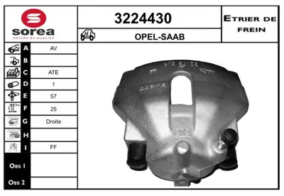 GM 93190648 Ön Kaliper S-D 5055421 5230115 5084702 5392006 5392022 9192455 93173273 93173732 90544027 95508657