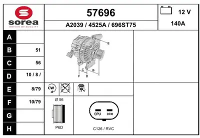 GM 95515966 Est Alternatör 1202336 1202314 95515966 13588332 13502590 1204646 1202320 1202331 1204651 13588330