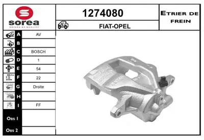 GM 95516260 Ön Kaliper S-D 51853897 51860146 51861868 51872462 52040997 71751548 71793147 71796241 735492242 77363934