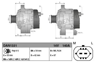 GM 95519897 Est Alternatör 1202302 1202386 1202441 1202462 1202477 13512744 13520813 13586365 13587304 95519897