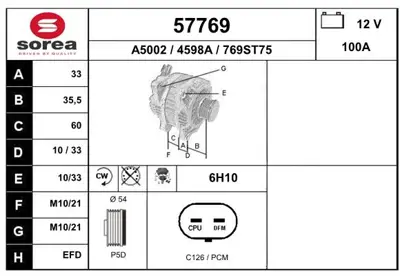 GM 95520021 Est Alternatör 1202434 95520021 95519870 1202244 1204441 95524437