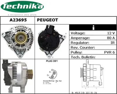 PSA 5705.FV Est Alternatör M002TB4791 M002TB4791A M002TB4791B M2TB2191A M2TB4791 M2TB4791A M2TB4791B 9623727880 9635772880 71716608