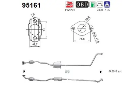 PSA B001121280 Exhaust Pıpe B001121280 B001034380 174100Q080