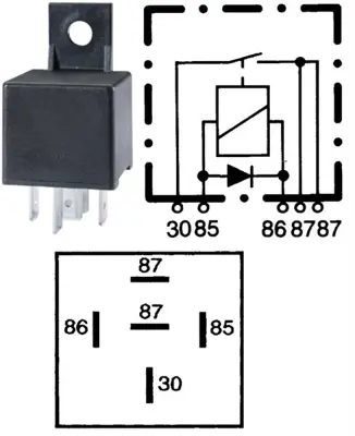 HELLA 4RA 940 010-671 Saplı Röle Tek Platınlı 12v 5 Uçlu 