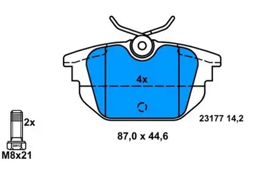 PROWALLE 1333 Fren Balatası Arka Tempra Sw 90> Marea 96> 2.0 2.4 Jtd Punto I 93> Coupe 93> / 145 94> 146 94> Spıder 98> Gtv 98> GDB1333