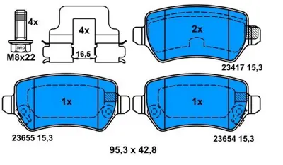 PROWALLE 1515 Fren Balatası Arka Astra G 98> Astra H 04> Corsa C 00> Combo 00> Zafıra B 05> Zafıra A 99> Merıva A 03> Merıva B 10> / Ceed 12> Venga 09> GDB1515