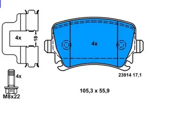 PROWALLE 1551 Fren Balatası Arka Golf V 03> Golf Vı 08> Eos 06> Jetta Iıı 05> Passat B7 10> Passat B6 05> Scırocco 08> Caddy Iıı 04> Touran 03> / A3 03> A4 00> A6 04> / Toledo Iıı 04> Altea 04> Exeo 09> Leon 05> / Octavıa Iı 04> Superb Iı 08> Yetı 09> GDB1551