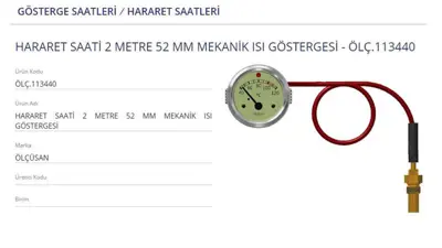 VDO-BR 11340 Hararet Saatı 52mm 2mt. Mekanık 