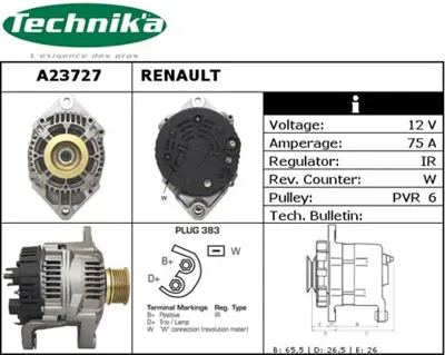 GM 9111214 Est Alternatör 4403214 4500044 9111214 9160344 R1030104 7700300407 7700430173 7711134617 GXE3579