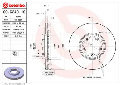 FORD BK21 1125 CB Dısk - Fren 1763885 1842994 1867728 2110008 2110010 2256036 BK211125B1D BK211125BB BK211125BC BK211125BD