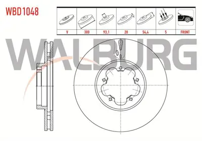 WALBURG WBD1048 Fren Dıskı On Havalı 5 Bjn 300x28x93x54.4 Ford Transıt 2.2 Tdcı Arkadan Itıs 2006-2014 / Transıt 2.4 