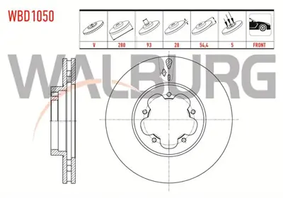 WALBURG WBD1050 Fren Dıskı On Havalı 5 Bjn 280x28x93x54.4 Ford Transıt (V347) 2.2 Tdcı  Onden Cekıs 2006-2014 / Tran 