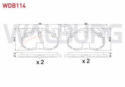 WALBURG WDB114 Fren Balata Arka Peugeot 206 (2a/C) 1.6i 16v 1998-2006/ 1.6 Hdı 1998-2006/ 2.0 Hdı 1998-2006/ 2.0 Gt 