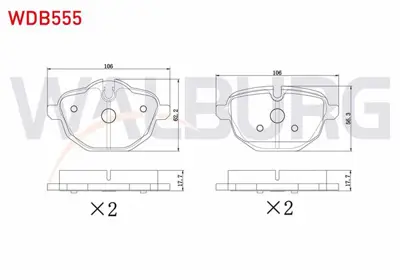 WALBURG WDB555 Fren Balata Arka 5 Serısı (F10) 525 D - 520 İ  - 520 D 2010-/ 5 Serısı (E60) 530 D - 520 İ - 530 İ 2 