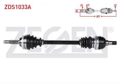 ZEGEN ZDS1033A Komple Aks Sol On Chevrolet Aveo (T250) 1.2 16v Doch Abslı 47 Dıs M-T Uzunluk 657mm 2006-2011 