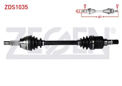 ZEGEN ZDS1035 Komple Aks Sol On Uzunluk 621mm Ford Fıesta V 1.4 Tdcı M-T 01-08/ Fıesta Vı 1.5 Tdcı M-T 08-12/ Fıes 