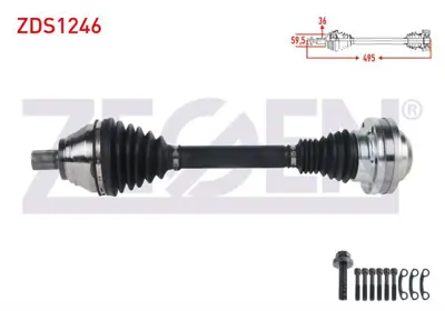 ZEGEN ZDS1246 Komple Aks Sol On Uzunluk 495mm Volkswagen Golf V (1k1) 1.4 Tsı A-T 2003-2009/ Jetta Iıı (1k2) 1.4 T 