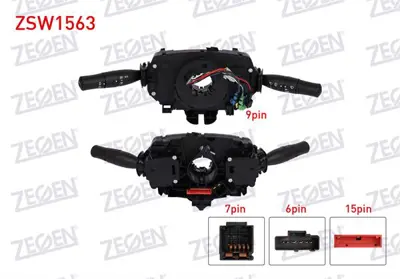 ZEGEN ZSW1563 Far Silecek Kumanda Kolu Komple 15+7+6+9 Pın Renault Megane Iı 2002-2008 