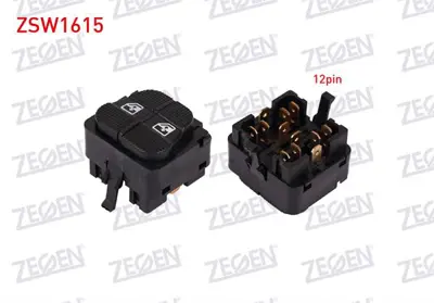 ZEGEN ZSW1615 Cam Acma Anahtarı Cıftlı 12 Pın Volkswagen Golf Iıı (1h1) 1991-1999 / Polo Classıc (6kv2) 1995-2001 