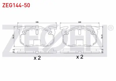 ZEGEN ZEG144-50 Fren Balata Arka Peugeot 206 (2a/C) 1.6i 16v 1998-2006/ 1.6 Hdı 1998-2006/ 2.0 Hdı 1998-2006/ 2.0 Gt 