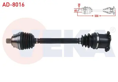 VEKA AD-8016 Komple Aks Sağ On Uzunluk 558mm Audı A6 (4f2.C6) 2.0 Tdı A-T 2004-2011 / A8 (4e_) 3.0 Tdı A-T 2003-2 