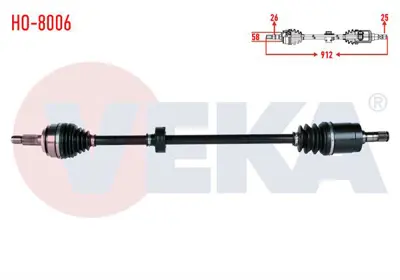 VEKA HO-8006 Komple Aks Sağ On Honda Cıvıc Vııı 1.6 A-T Uzunluk 912mm 2005-2012 