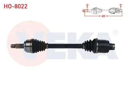 VEKA HO-8022 Komple Aks Sağ On Uzunluk 632mm Honda Cr-V Iv 1.6i Dtec M-T 2012-2014 