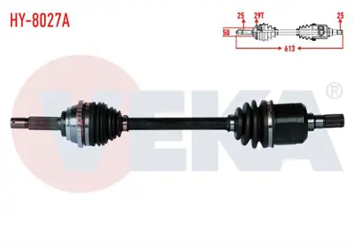 VEKA HY-8027A Komple Aks Sol On Abslı 29 Dıs Uzunluk 613mm Hyundaı Accent Admıre 1.3 - 1.5 - 1.6 2003-2006/ Accent 